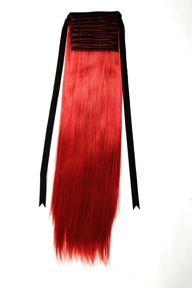 WIG ME UP Postiche Tresse Queue de Cheval Peigne Bande Rouge Lisse Très Long - Photo 4/4