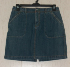 EXCELLENT WOMENS EDDIE BAUER OUTDOOR OUTFITTER DISTRESSED DENIM SKIRT SIZE 8P