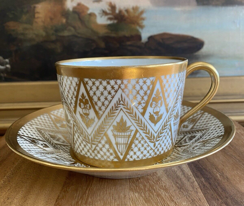 MAISON DELVAUX Rue Royale PARIS Hand Painted BREAKFAST CUP & SAUCER Antique