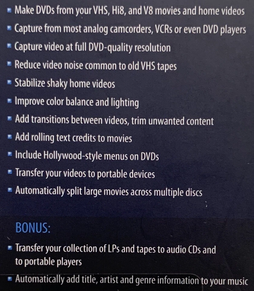 Roxio Easy VHS to DVD 3 Plus For Windows Made By Corel Sealed Retail Box FreeSH - Image 3 of 4