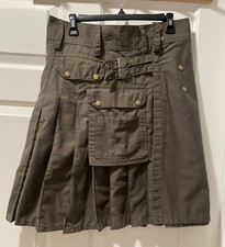 Utkilts Kilt Size 34 Actual 32 Poly Cotton Dark Army Green Heavy Duty Cargo EUC
