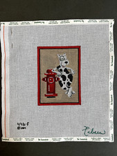Dalmatian with Fire Hydrant Hand Painted Needlepoint canvas by Rebeun