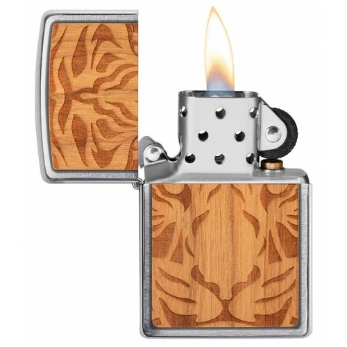 ZIPPO LIGHTER Woodchuck Cherry Tiger Head ITEM NR. 49707 NEW - Picture 3 of 8