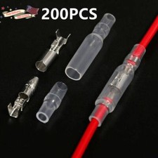 200PCS 4.0mm Bullet Terminal Car Electrical Wire Female Male Connector Set USA