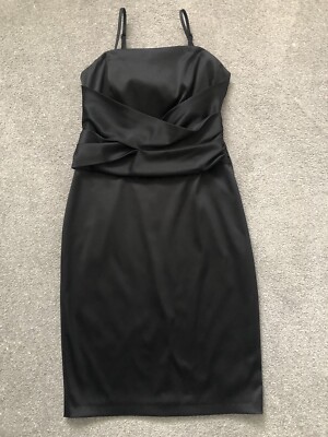 F&F • Black • Strapless • Satin Dress • Part Boned • Size 12 UK