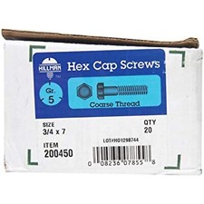 Hillman Hex Cap Screws 34 - 10 X 7 Grade 5 Coarse Hex Head Hillman Hex Cap Screws 34 - 10 X 7 Grade 5 Coarse Hex Head