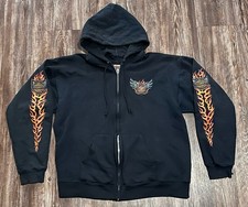 Rare 2004 Harley Davidson Eagle Flame Sleeve Hoodie Size Medium