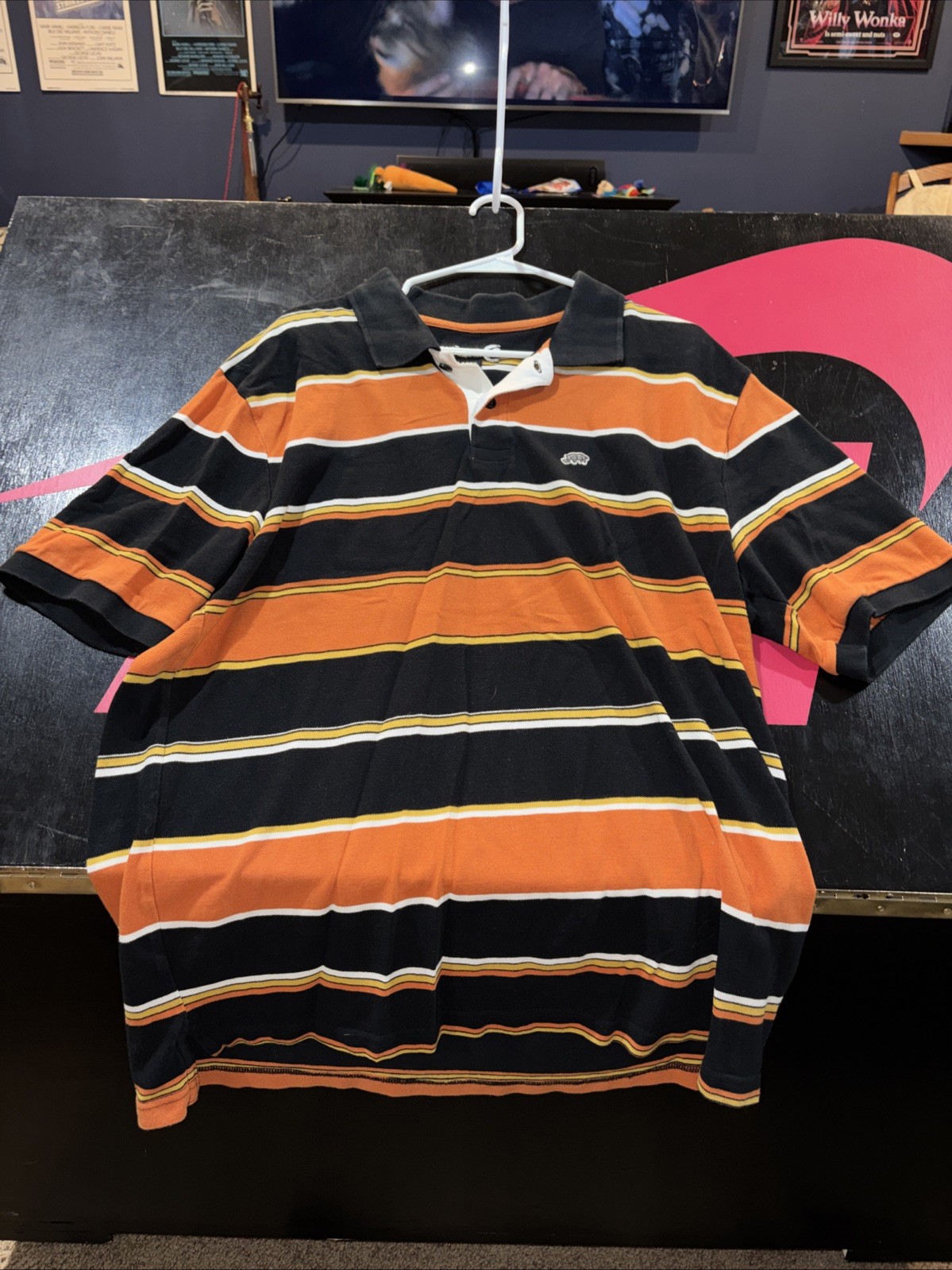 Vintage ECKO UNLTD POLO Striped Short Sleeve Shirt Orange Y2K Mens XL Classic