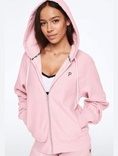 Pink Victoria Secret College Full Zip Hoodie Light Pink Size Large