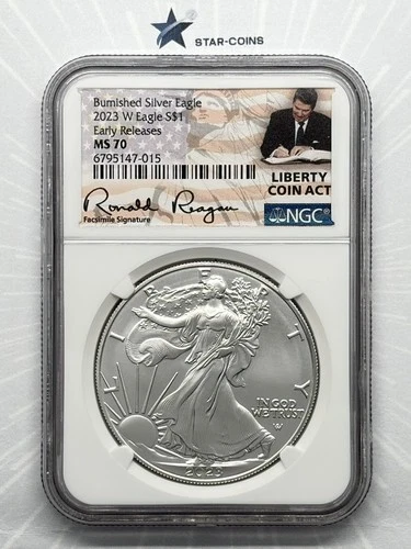 2023 W Silver Eagle NGC MS70 Libert Coin Act Label