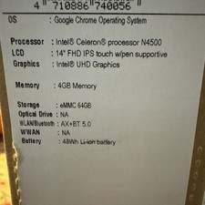 Acer Chromebook Spin 314 CP314-1H Convertible Laptop - Intel Celeron N4500, 4GB,