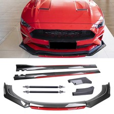 For Ford Mustang Carbon Fiber Red Front Lip Chin Bumper Body Kit Side Skirt For Ford Mustang Carbon Fiber Red Front Lip Chin Bumper Body Kit Side Skirt