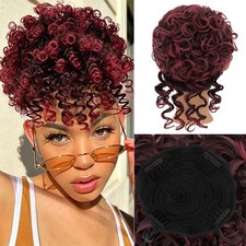 Clip on Kinky Drawstring Kinky Curly Afro Bun Clip In Puff Pony Tail Chignon Bun