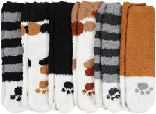 6 Pairs Women Fuzzy Slipper Socks Soft Cozy Plush Warm Winter Home Socks