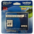 Brother P-Touch TZE221 TZe Standard Adhesive Labeling Tape - Black on White New