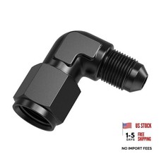 AN Female to AN Male Swivel Flare Union Fitting Adapter, Black 90 /4AN-4AN 1