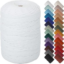 White Macrame Cord 3mm x 328yards Colored Macrame Rope Cotton Rope Macrame Ya...