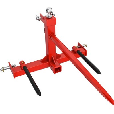49'' 3 Point Hay Spear for Tractor Category 1 with 2 Stabilizers Bale Spear & ...