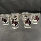 6 Vintage Federal Glass Equestrian Horse Shot Glasses Derby Barware 2.5"T MCM