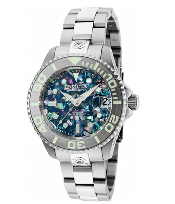 Invicta Pro Diver Automatic Women's 38mm Abalone Mosaic Dial Silver Watch 35761