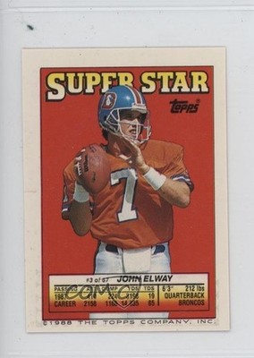 1988 Super Star Sticker Back Cards John Elway Phil Epps Kevin Mack #3 HOF 10pr