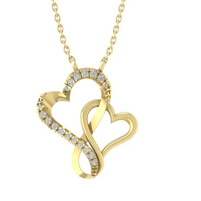 Lab Grown Diamond 10K Yellow Gold Heart Pendant 18'' Silver Cable Chain