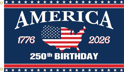 America 250th Anniversary Flag,3x5 Feet, USA Map Design,1776-2026 250 Years Birt