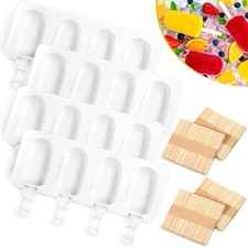 Ice Cream Mould 4 Pieces White 4-Cavity Silicone 200 Pieces Sticks