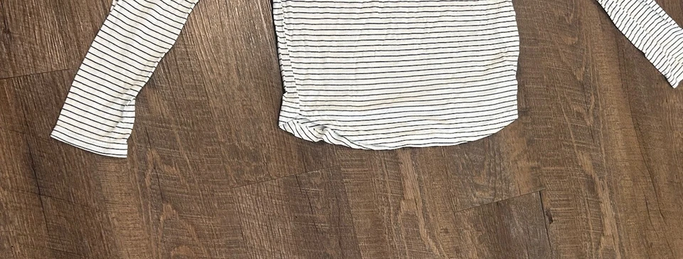 Camisa de manga larga a rayas blanca H&M para mujer talla XS 100 % algodón cuello redondo informal Foto 3 de 4