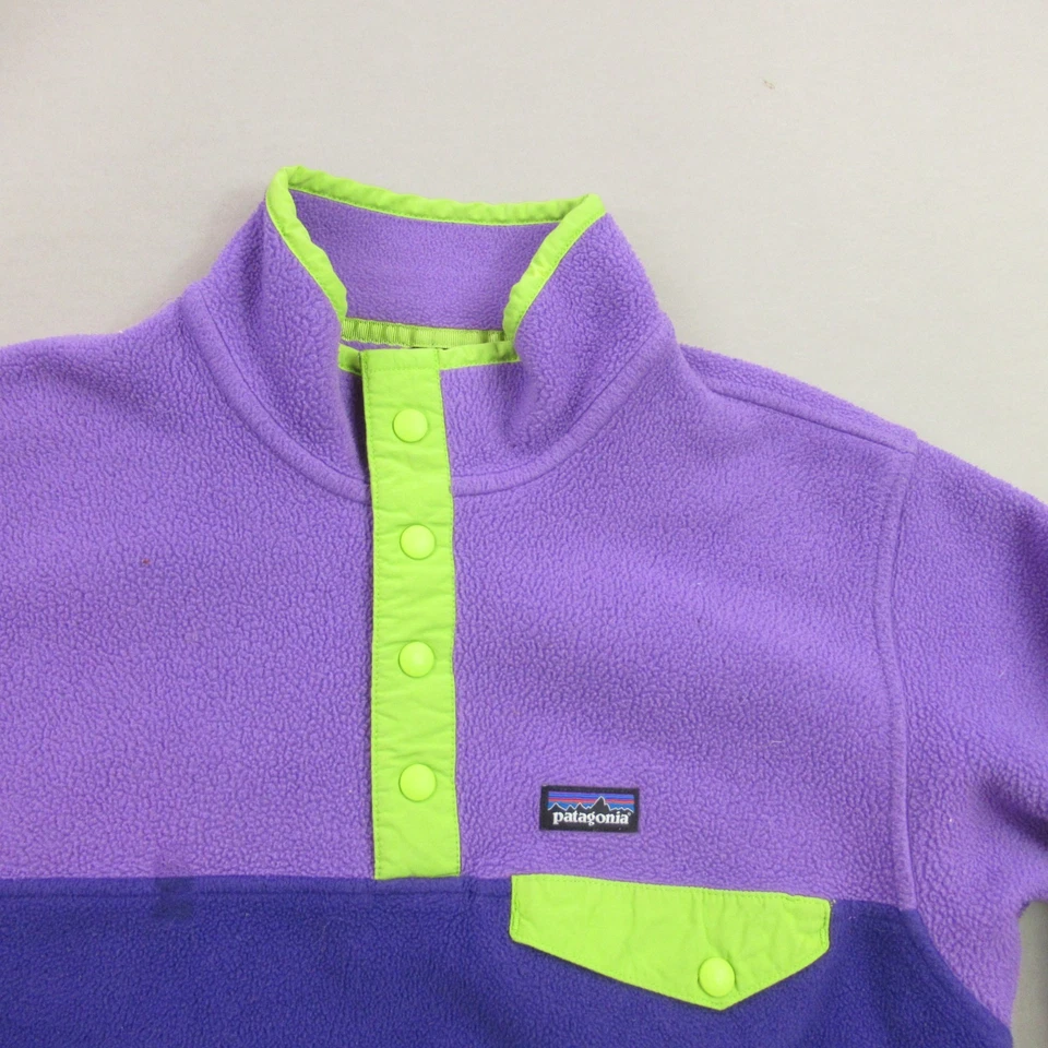 Suéter Patagonia Niñas 2XL Púrpura 1/4 Snap Polar Manga Larga Synchilla Foto 3 de 4