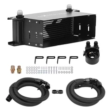 13 Row Oil Cooler Kit Universal 10AN Aluminum Transmission Black Engine Cooler