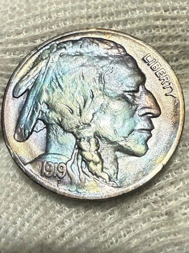 1919 Buffalo Nickel, Solid Gem BU++ Full Horn Tough Date High Grade Toned