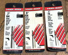 NEW Black & Decker Tools Drill Bit Set 1/16" 5/64" 7/64" Lot Metal Wood HSS