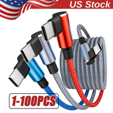 90 Degree Angle USB-C to USB-C Charger Cable Fast Charging Type Sync Cord LOT