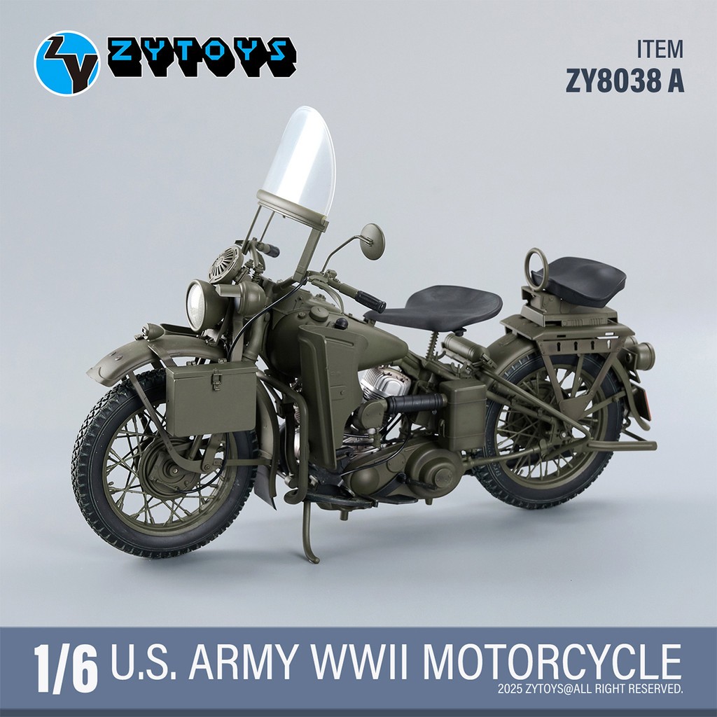 HIPLAY ZYTOYS 1/6 Scale ZY8038A WWII US Army Motorcycle Vehicle