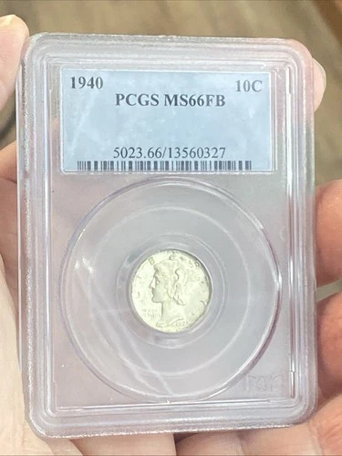 1940-P MERCURY SILVER DIME 10C ~ PCGS MS66 FB~ GEM LUSTER AND BRIGHTNESS