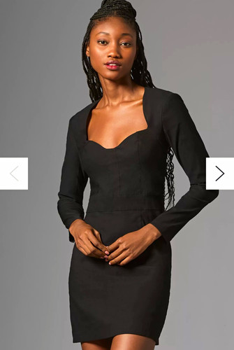 Anthropologie Black Sweetheart Neck Bodycon Mini Dress Long Sleeve Size M