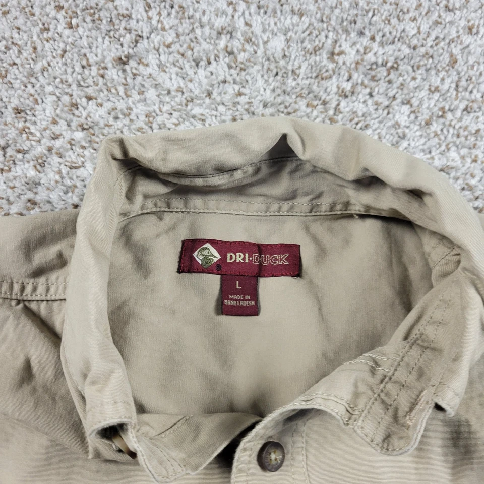 Dri Duck Shirt Mens Large Brown Long Sleeve Button Down Oxford Outdoors - Image 2 of 4