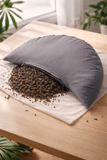 Organic Cotton Crescent Zafu Meditation Pillow Buckwheat Hull Yoga Floor Cushion