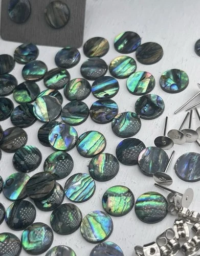 Real Paua Abalone Shell Cabochons, Bezels Earrings & more DIY JEWELRY MAKING Kit image 4