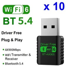 LOT 10 x 2in1 AX900 900Mbps Mini USB WiFi 6 Wireless Adapters  BT 5.4 2.4G/5G