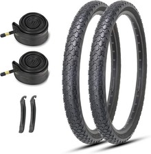 Complete Folding Tire Set For 2426 Inch Cruiser Bikes - Knobby Tread Included