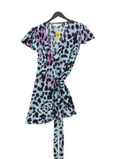 Dancing Leopard Wrap Midi Dress UK8 in Blue