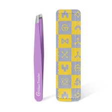 Expert Slant Tip Tweezers with Leather Case, Sharp  Precision Stainless Stee...