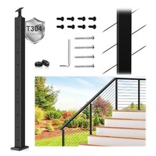 Poste de barandilla de cable de escalera modular Swageless de 36" acero inoxidable negro