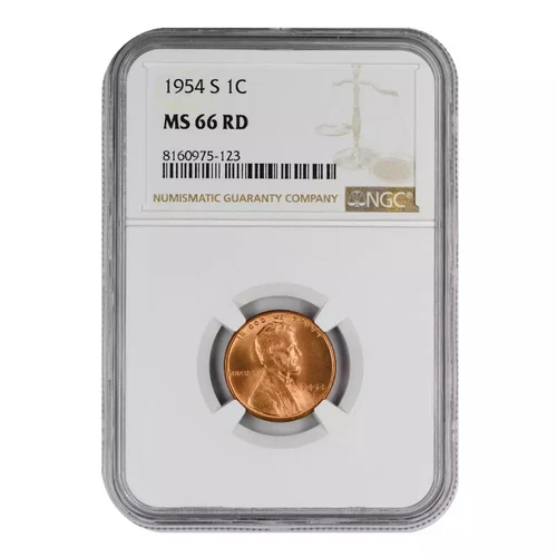 1954-S Lincoln Wheat Cent NGC MS-66 RD