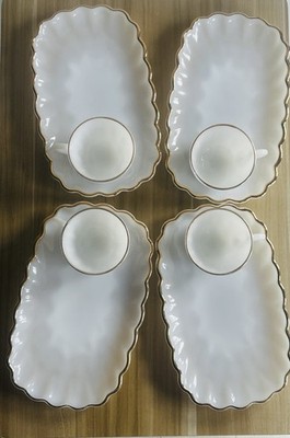Vintage Fire King Milchglas 8-teiliges Anchor Hocking Lunch Set - 50er Jahre