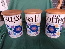 FAB RETRO 3 X MARY QUANT CROWN DEVON DAISY STORAGE JARS WITH LIDS 1960'S  1970'S