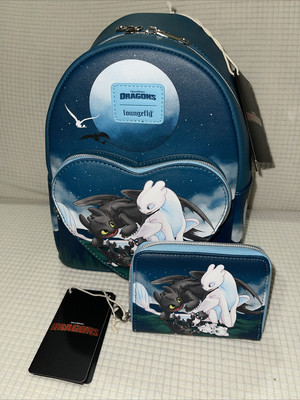Loungefly How To Train Your Dragon Toothless & Light Babies Backpack &Wallet SET