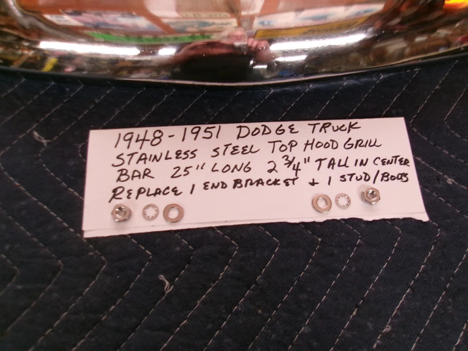 1948-1951 dodge truck b series top hood bar stainless steel - Image 3 of 4